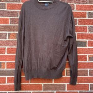 luxury breathable lightweight relaxed silk Tulliano mock neck pullover sweater L